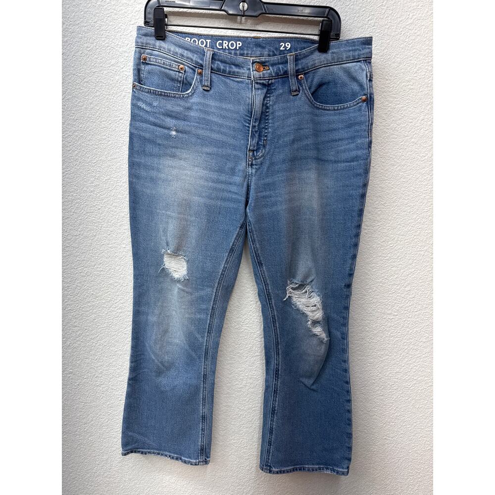 J Crew Jeans Women's Size 29 Medium Wash Distressed Demi Boot Crop Pants